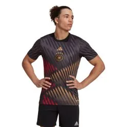 Camiseta Adidas Alemania Pre-Match Mundial Qatar 2022 -tienda de material de futbol camiseta adidas alemania pre match mundial qatar 2022 black grey six victory red 2
