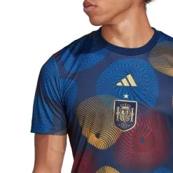 Camiseta Adidas España Pre-Match Mundial Qatar 2022 -tienda de material de futbol camiseta adidas espana pre match mundial qatar 2022 navy blue red colleg gold glory 4