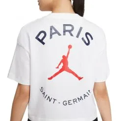 Camiseta Nike PSG X Jordan Fanswear Mujer 9 Camiseta Nike PSG X Jordan Fanswear Mujer -tienda de material de futbol camiseta nike w j psg ss tee white blanco 3