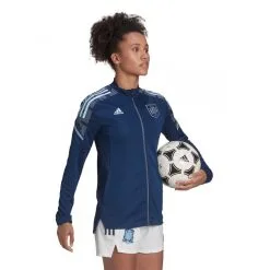 Chaqueta Adidas España Fanswear Euro 2022 Mujer -tienda de material de futbol chaqueta adidas espana fanswear 2021 2022 mujer team navy blue glow blue 3