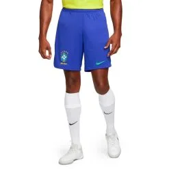 Pantalón Corto Nike Brasil Primera Equipación Stadium Mundial Qatar 2022 -tienda de material de futbol pantalon corto nike brasil primera equipacion stadium mundial qatar 2022 paramount blue green spark green spark no 2