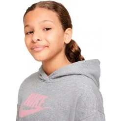 Sudadera Nike Sportswear Club Crop Niña -tienda de material de futbol sudadera nike sportswear club crop nina carbon heather elemental pink 2