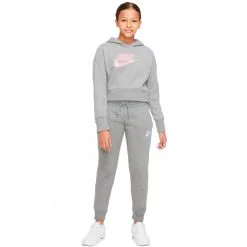 Sudadera Nike Sportswear Club Crop Niña -tienda de material de futbol sudadera nike sportswear club crop nina carbon heather elemental pink 3