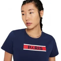 Camiseta Nike PSG X Jordan Fanswear Mujer -tienda de material de futbol sudadera nike sudadera w j psg ss crew tee midnight navy azul oscuro 2