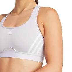 Sujetador Adidas Powerreact Training Medium Support 3 Stripes Mujer -tienda de material de futbol sujetador adidas powerreact training medium support 3 stripes mujer silver 3