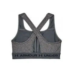 Sujetador Under Armour UA Crossback Mid Heather Mujer -tienda de material de futbol sujetador under armour ua crossback mid heather mujer charcoal light heather pitch gray black 2